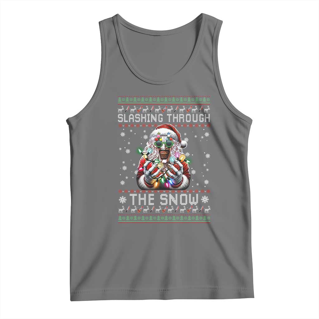Funny Terrifier Christmas Santa Tank Top Slashing Through The Snow Xmas Horror Movie - Wonder Print Shop