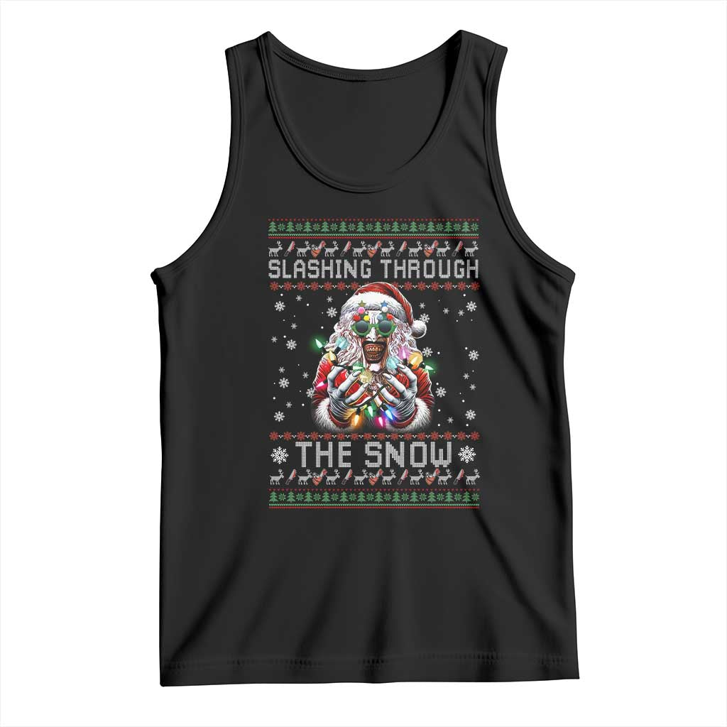 Funny Terrifier Christmas Santa Tank Top Slashing Through The Snow Xmas Horror Movie - Wonder Print Shop