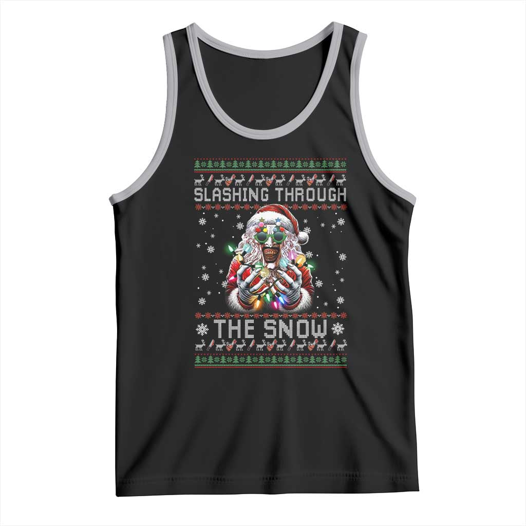 Funny Terrifier Christmas Santa Tank Top Slashing Through The Snow Xmas Horror Movie - Wonder Print Shop