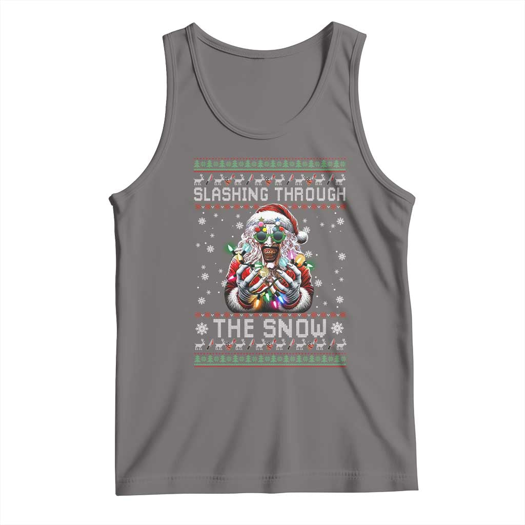 Funny Terrifier Christmas Santa Tank Top Slashing Through The Snow Xmas Horror Movie - Wonder Print Shop