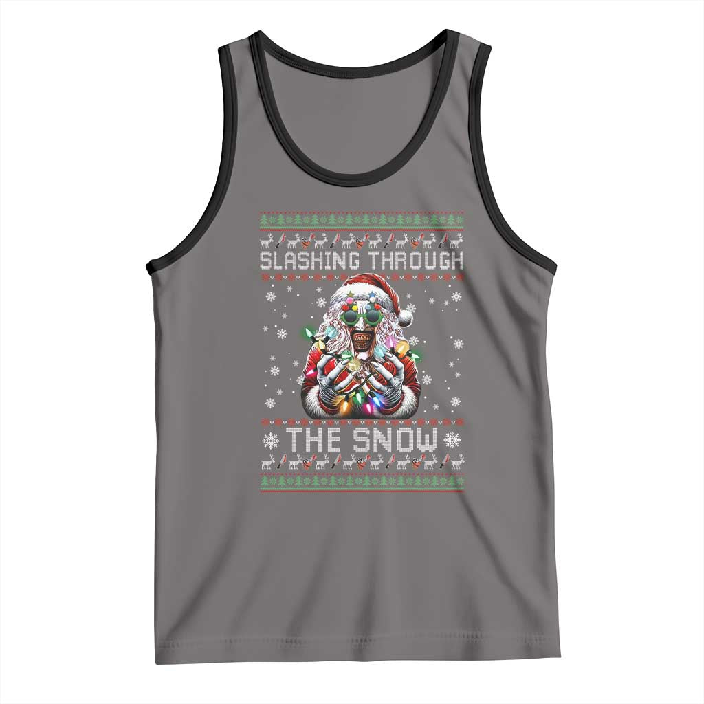 Funny Terrifier Christmas Santa Tank Top Slashing Through The Snow Xmas Horror Movie - Wonder Print Shop