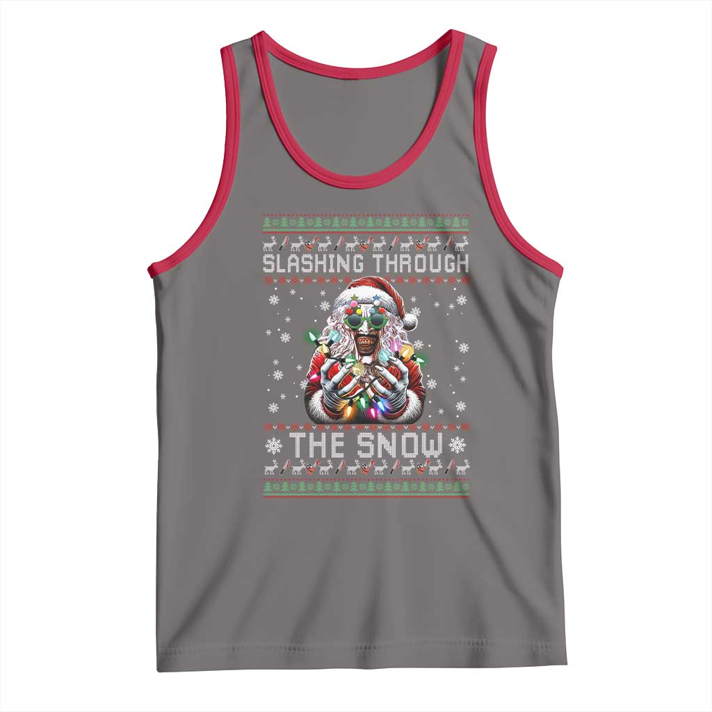 Funny Terrifier Christmas Santa Tank Top Slashing Through The Snow Xmas Horror Movie - Wonder Print Shop
