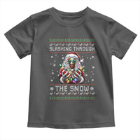 Funny Terrifier Christmas Santa Toddler T Shirt Slashing Through The Snow Xmas Horror Movie - Wonder Print Shop