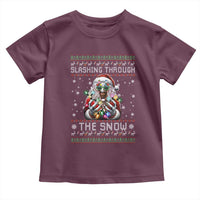 Funny Terrifier Christmas Santa Toddler T Shirt Slashing Through The Snow Xmas Horror Movie - Wonder Print Shop