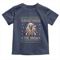 Funny Terrifier Christmas Santa Toddler T Shirt Slashing Through The Snow Xmas Horror Movie - Wonder Print Shop