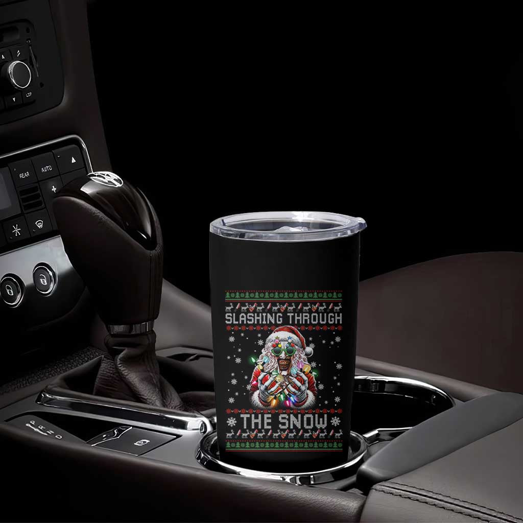 Funny Terrifier Christmas Santa Tumbler Cup Slashing Through The Snow Xmas Horror Movie - Wonder Print Shop