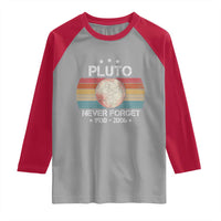Funny Never Forget Pluto Raglan Shirt 1930-2006 Retro Style Space Lover