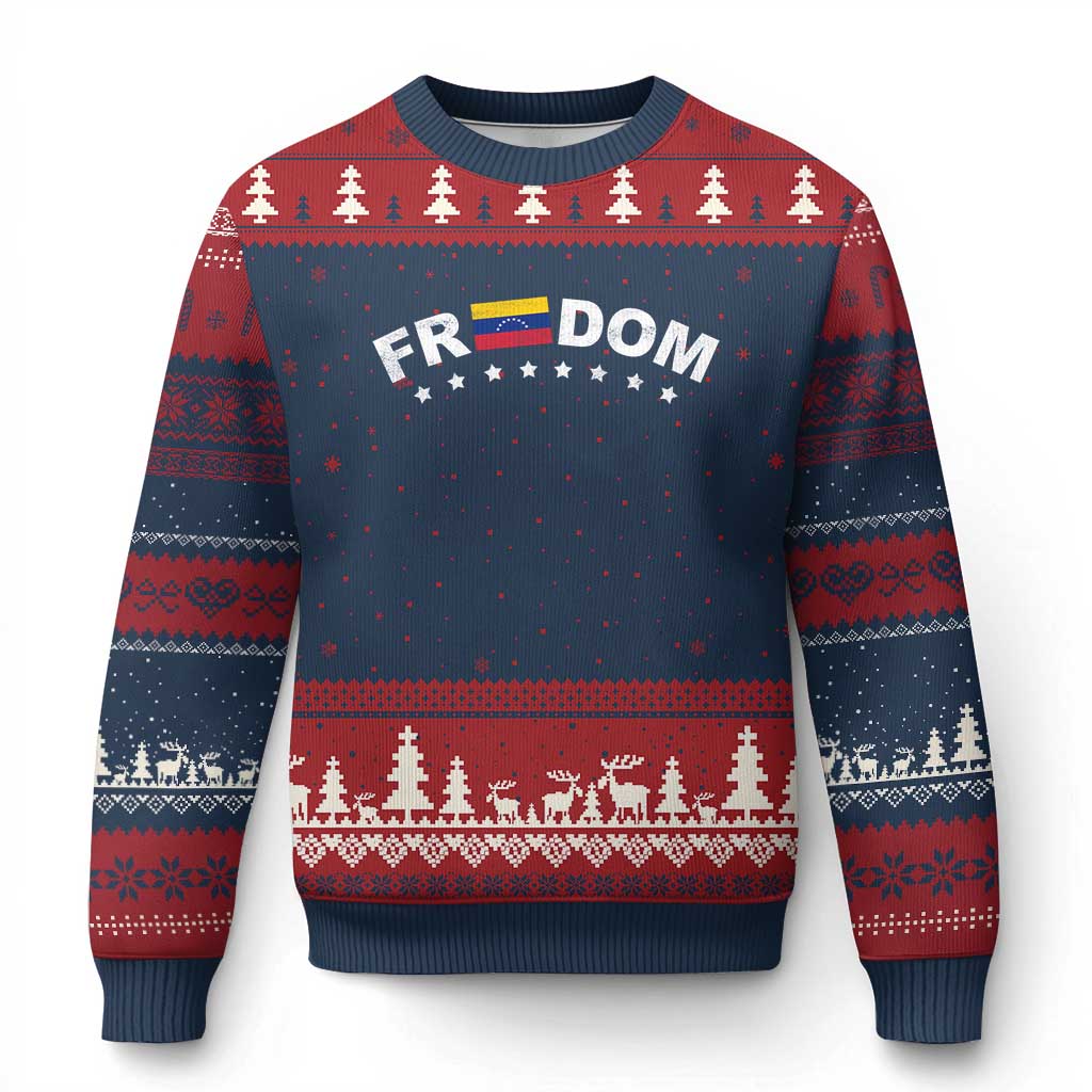 Freedom For Venezuela Ugly Christmas Sweater Venezuelan Flag Eight Stars Bandera - Wonder Print Shop