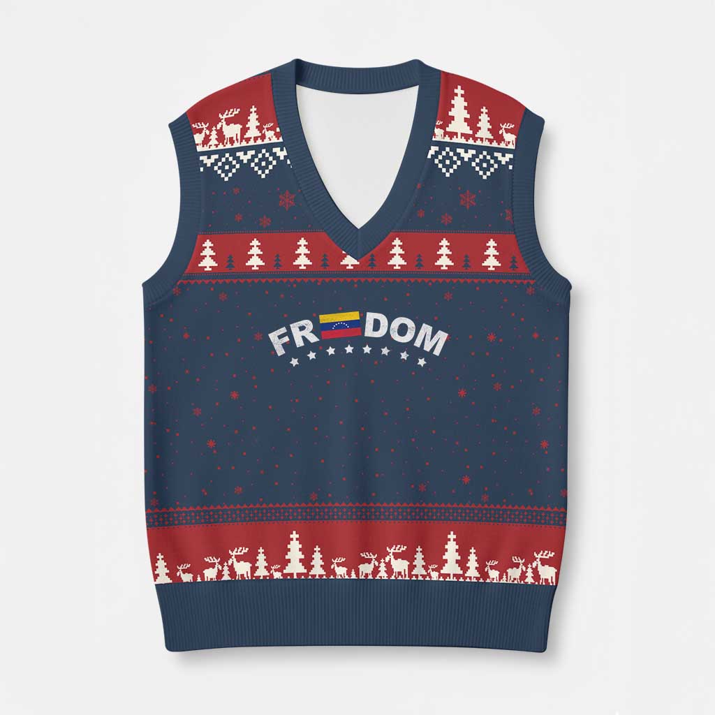 Freedom For Venezuela V-Neck Knit Sweater Vest Venezuelan Flag Eight Stars Bandera - Wonder Print Shop