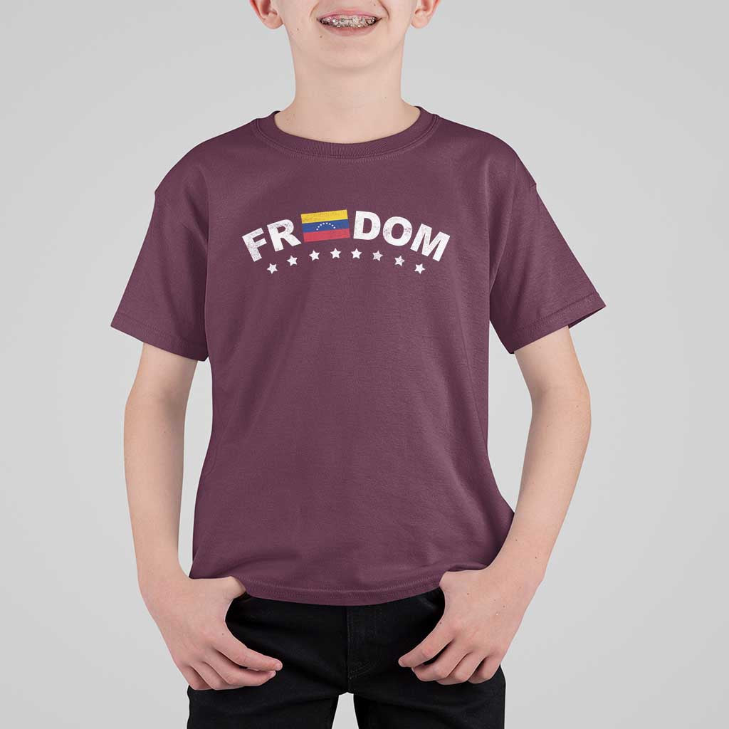 Freedom For Venezuela T Shirt For Kid Venezuelan Flag Eight Stars Bandera - Wonder Print Shop
