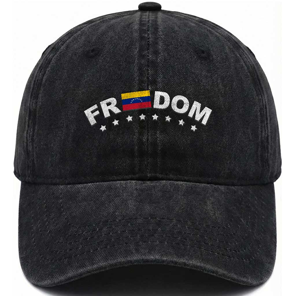 Freedom For Venezuela Washed Cotton Baseball Cap Venezuelan Flag Eight Stars Bandera