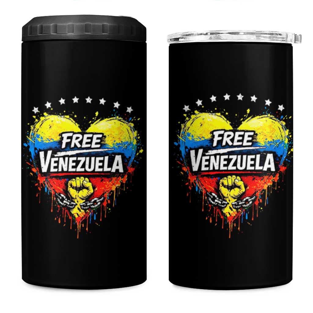 Free Venezuela 4 in 1 Can Cooler Tumbler Freedom Venezuelan Flag Hand Fist Graphic - Wonder Print Shop