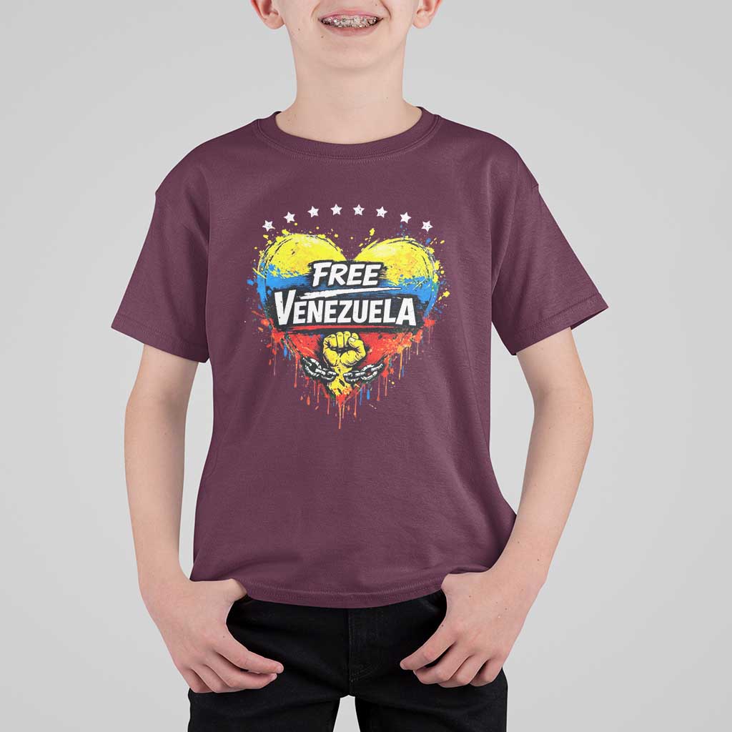 Free Venezuela T Shirt For Kid Freedom Venezuelan Flag Hand Fist Graphic - Wonder Print Shop