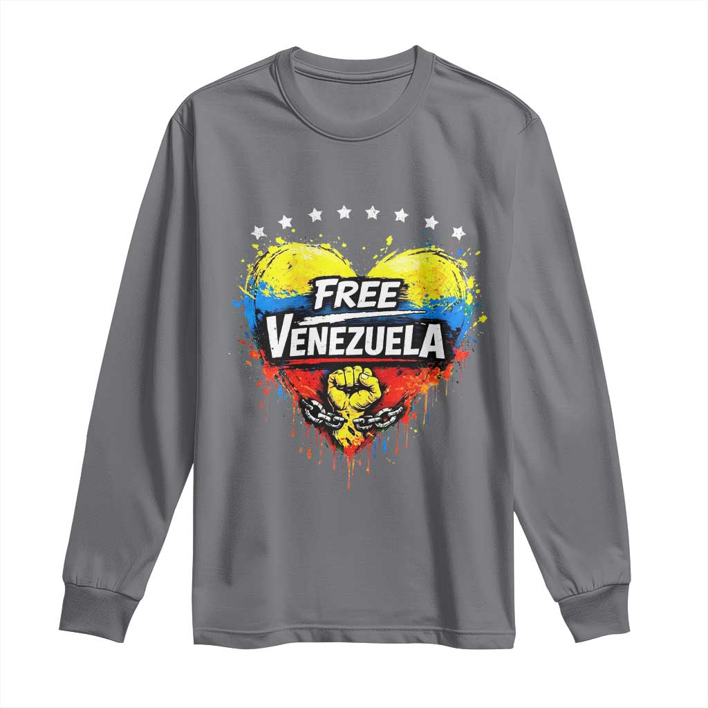 Free Venezuela Long Sleeve Shirt Freedom Venezuelan Flag Hand Fist Graphic - Wonder Print Shop