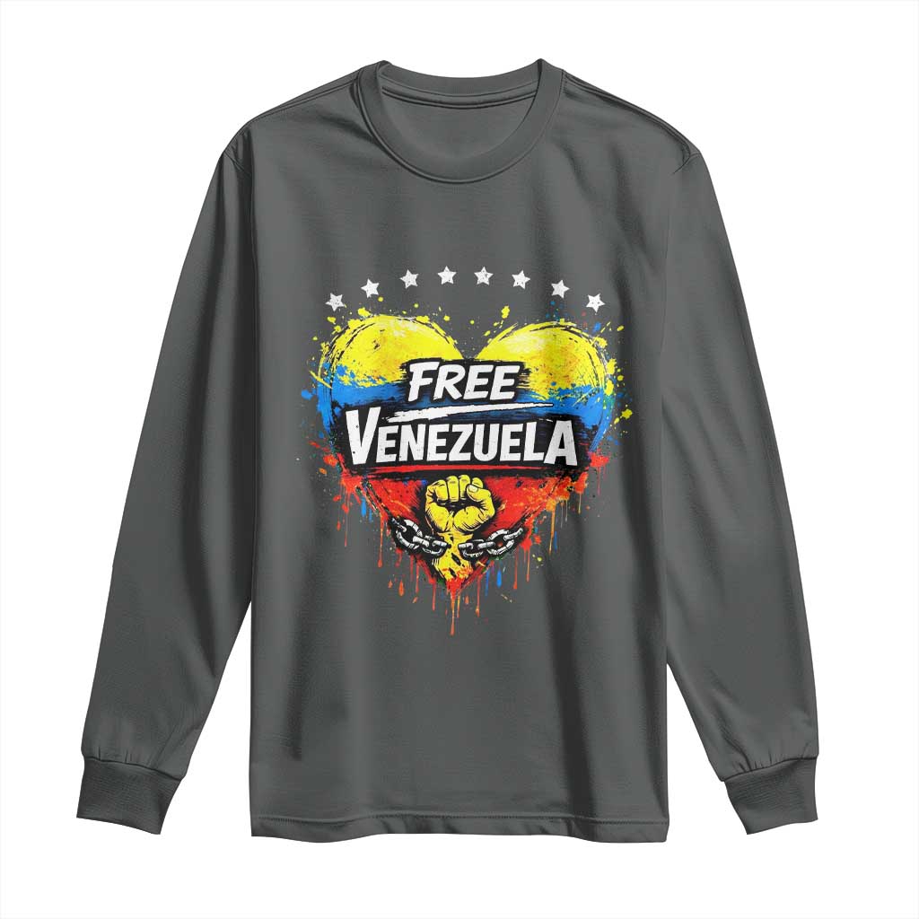 Free Venezuela Long Sleeve Shirt Freedom Venezuelan Flag Hand Fist Graphic - Wonder Print Shop