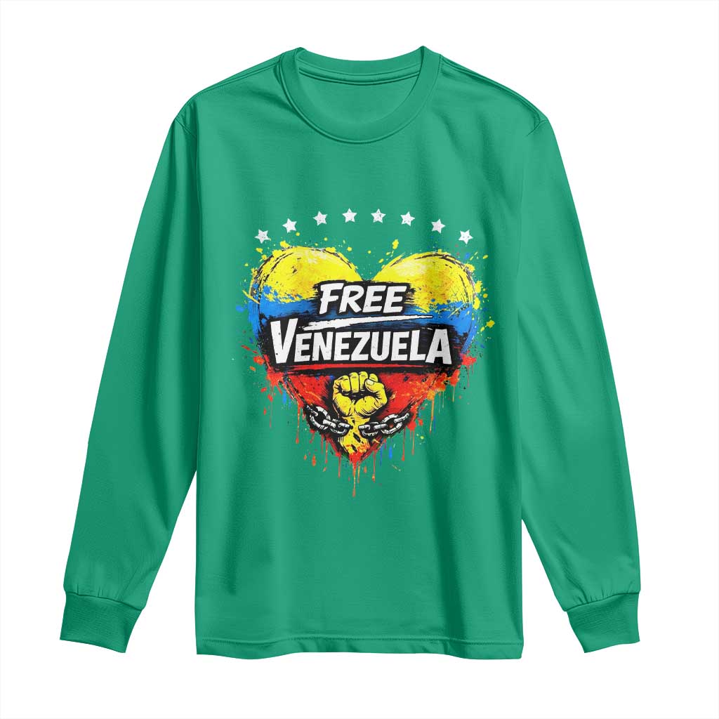 Free Venezuela Long Sleeve Shirt Freedom Venezuelan Flag Hand Fist Graphic - Wonder Print Shop