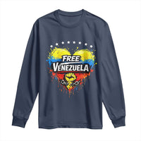 Free Venezuela Long Sleeve Shirt Freedom Venezuelan Flag Hand Fist Graphic - Wonder Print Shop