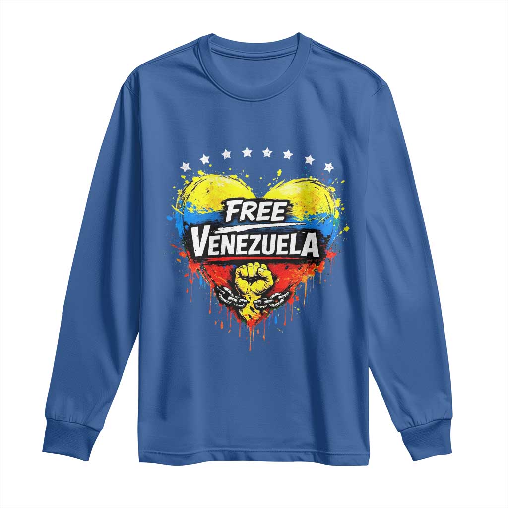 Free Venezuela Long Sleeve Shirt Freedom Venezuelan Flag Hand Fist Graphic - Wonder Print Shop