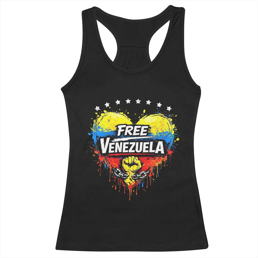 Free Venezuela Racerback Tank Top Freedom Venezuelan Flag Hand Fist Graphic - Wonder Print Shop