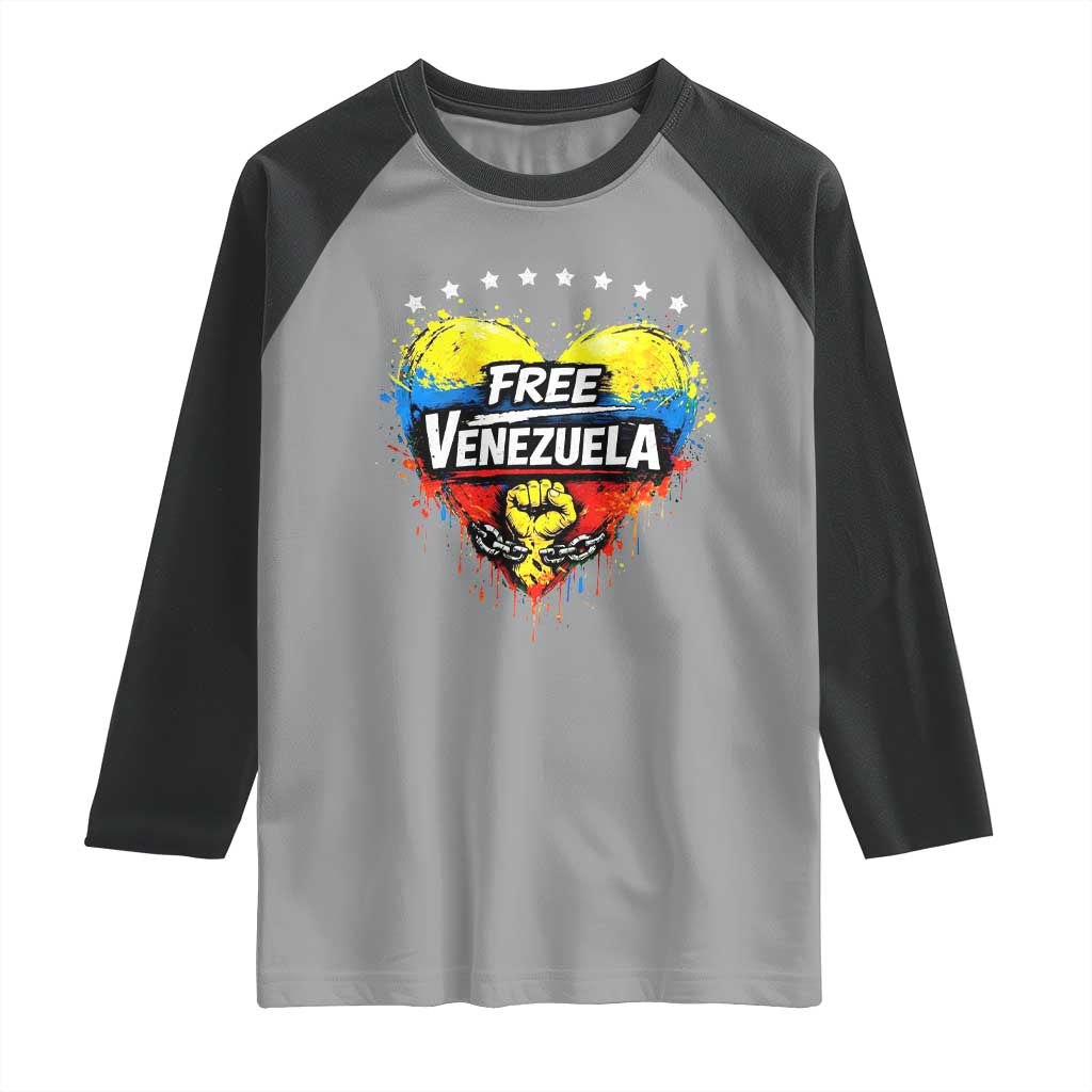 Free Venezuela Raglan Shirt Freedom Venezuelan Flag Hand Fist Graphic - Wonder Print Shop
