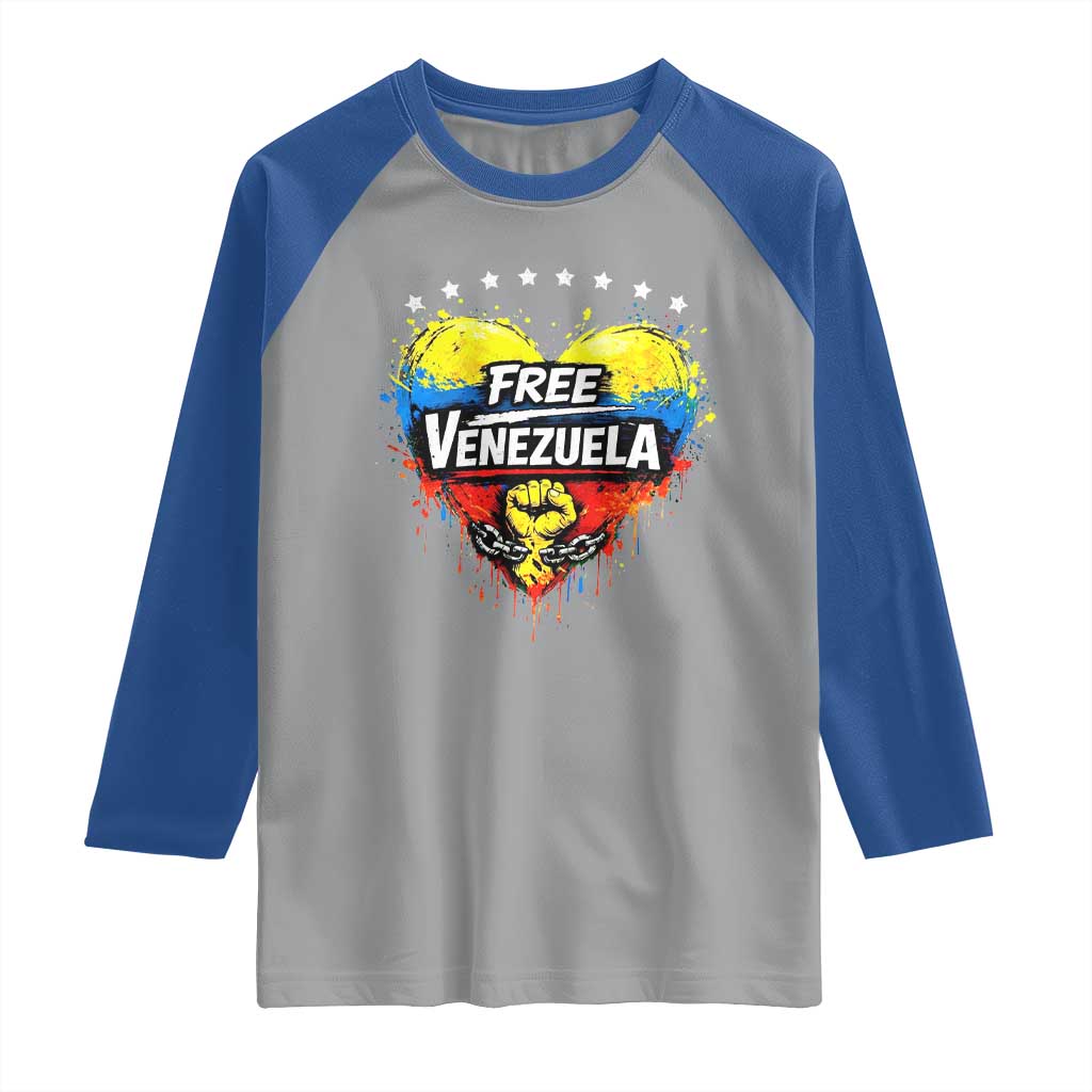 Free Venezuela Raglan Shirt Freedom Venezuelan Flag Hand Fist Graphic - Wonder Print Shop