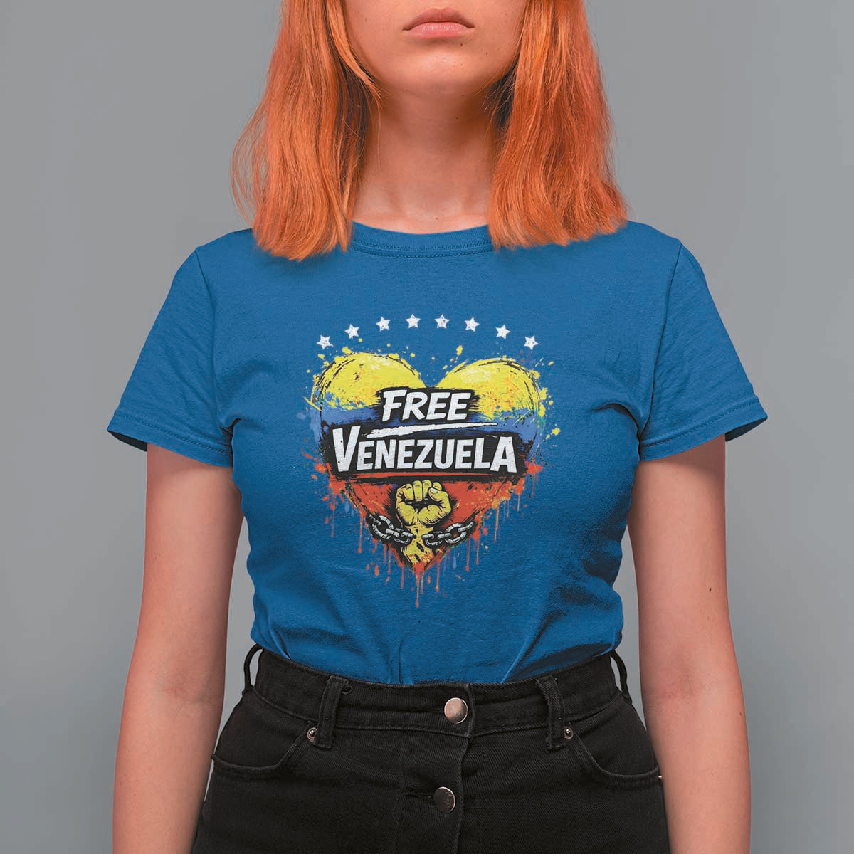 Free Venezuela T Shirt For Women Freedom Venezuelan Flag Hand Fist Graphic - Wonder Print Shop