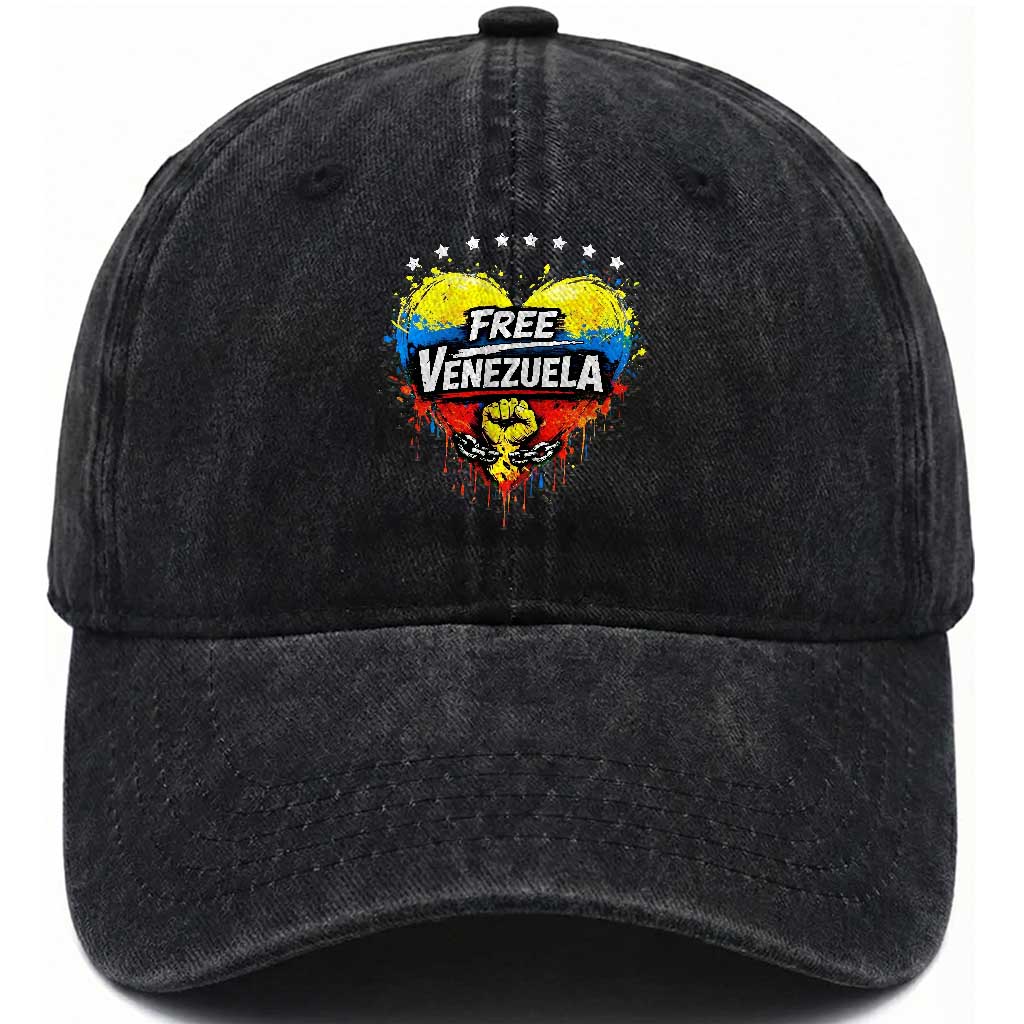 Free Venezuela Washed Cotton Baseball Cap Freedom Venezuelan Flag Hand Fist Graphic