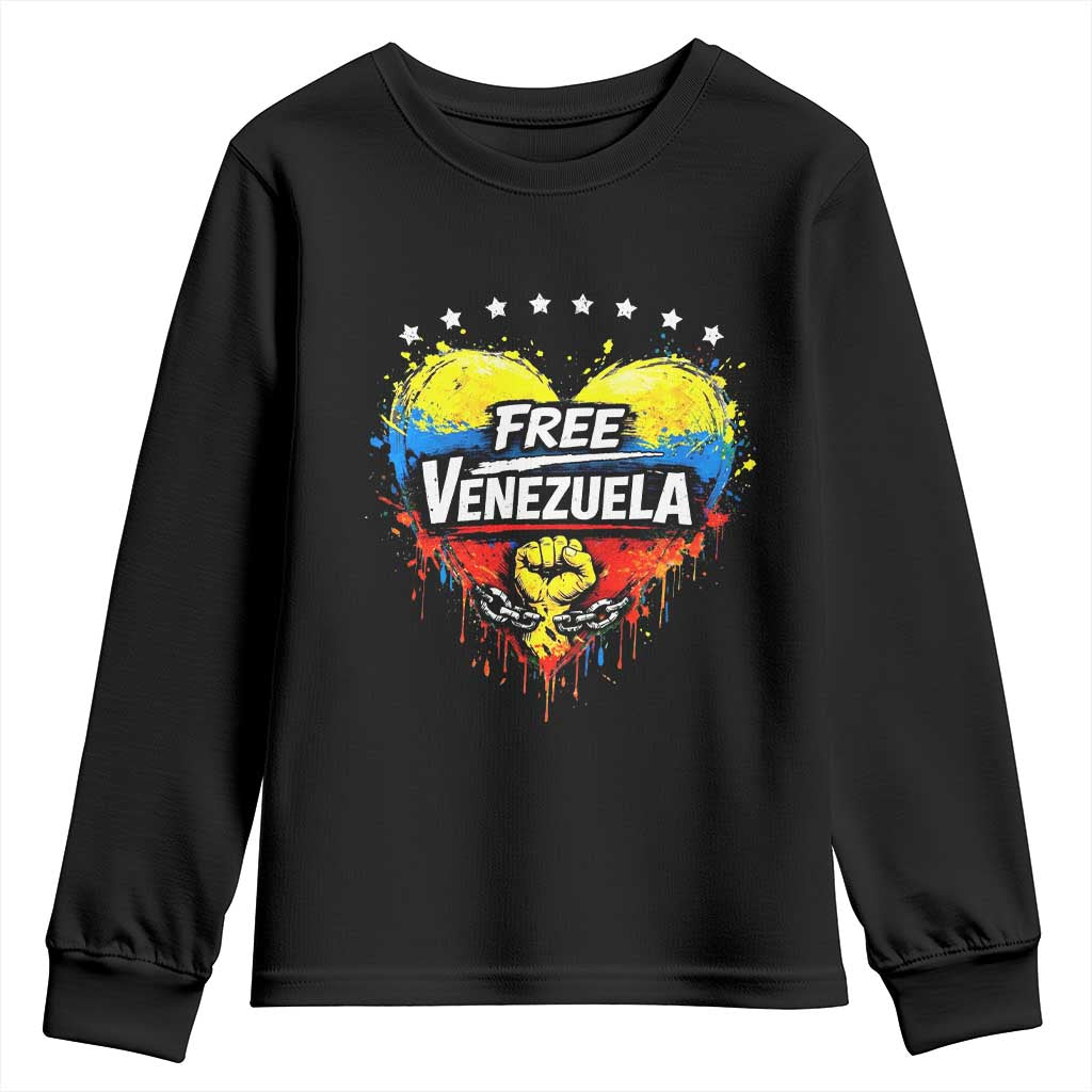 Free Venezuela Youth Sweatshirt Freedom Venezuelan Flag Hand Fist Graphic - Wonder Print Shop