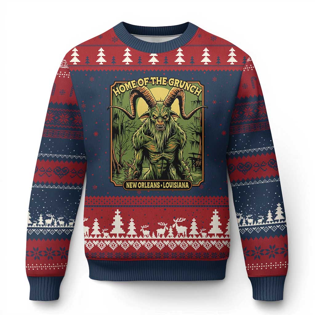 Grunch Road Monster Ugly Christmas Sweater Home Of The Grunch Nola Louisiana
