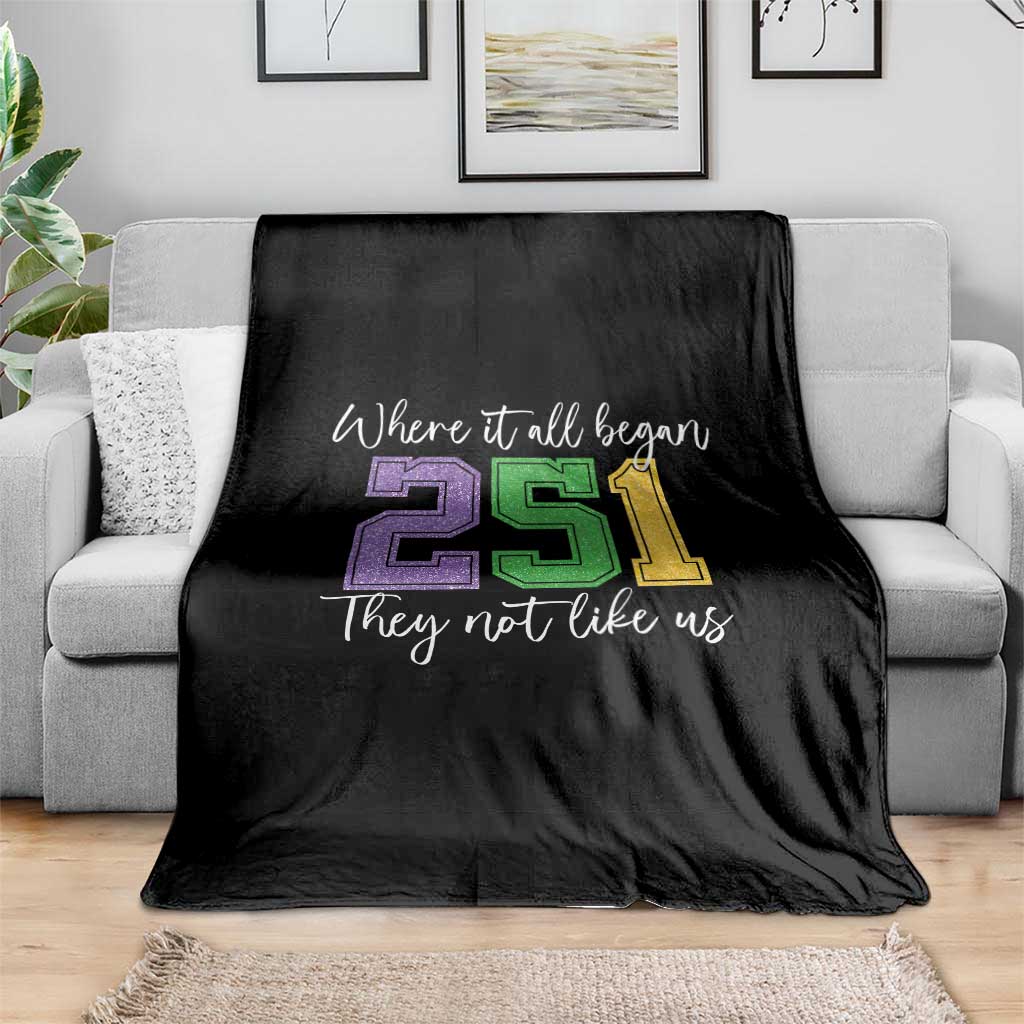 251 Mardi Gras Mobile Alabama Throw Blanket Where It All Began Fat Tuesday Carnival Glitter Print