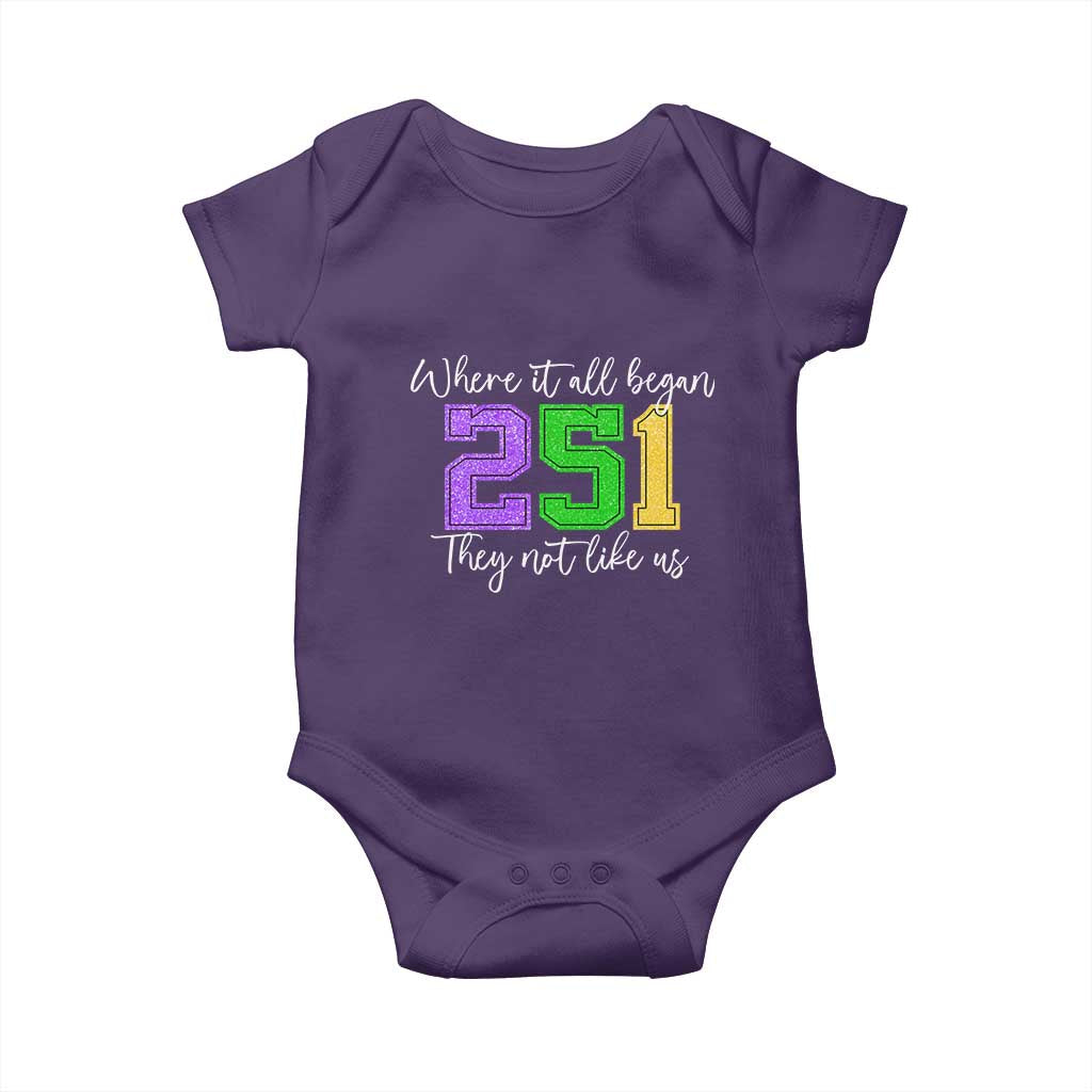 251 Mardi Gras Mobile Alabama Baby Onesie Where It All Began Fat Tuesday Carnival Glitter Print