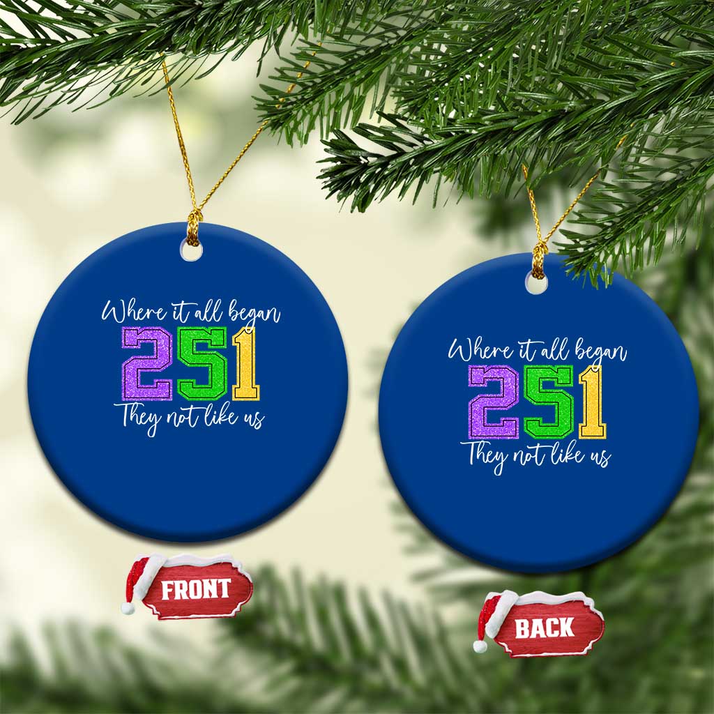 251 Mardi Gras Mobile Alabama Ceramic Ornament Where It All Began Fat Tuesday Carnival Glitter Print