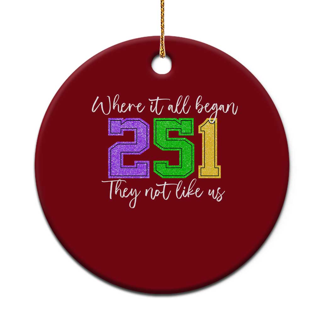 251 Mardi Gras Mobile Alabama Ceramic Ornament Where It All Began Fat Tuesday Carnival Glitter Print