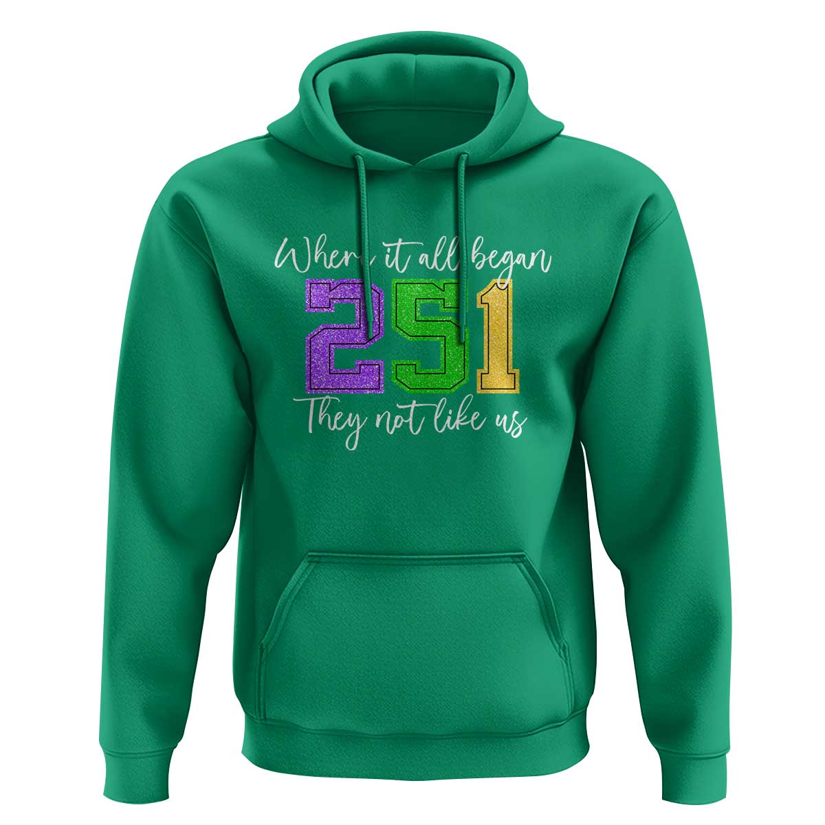 251 Mardi Gras Mobile Alabama Hoodie Where It All Began Fat Tuesday Carnival Glitter Print