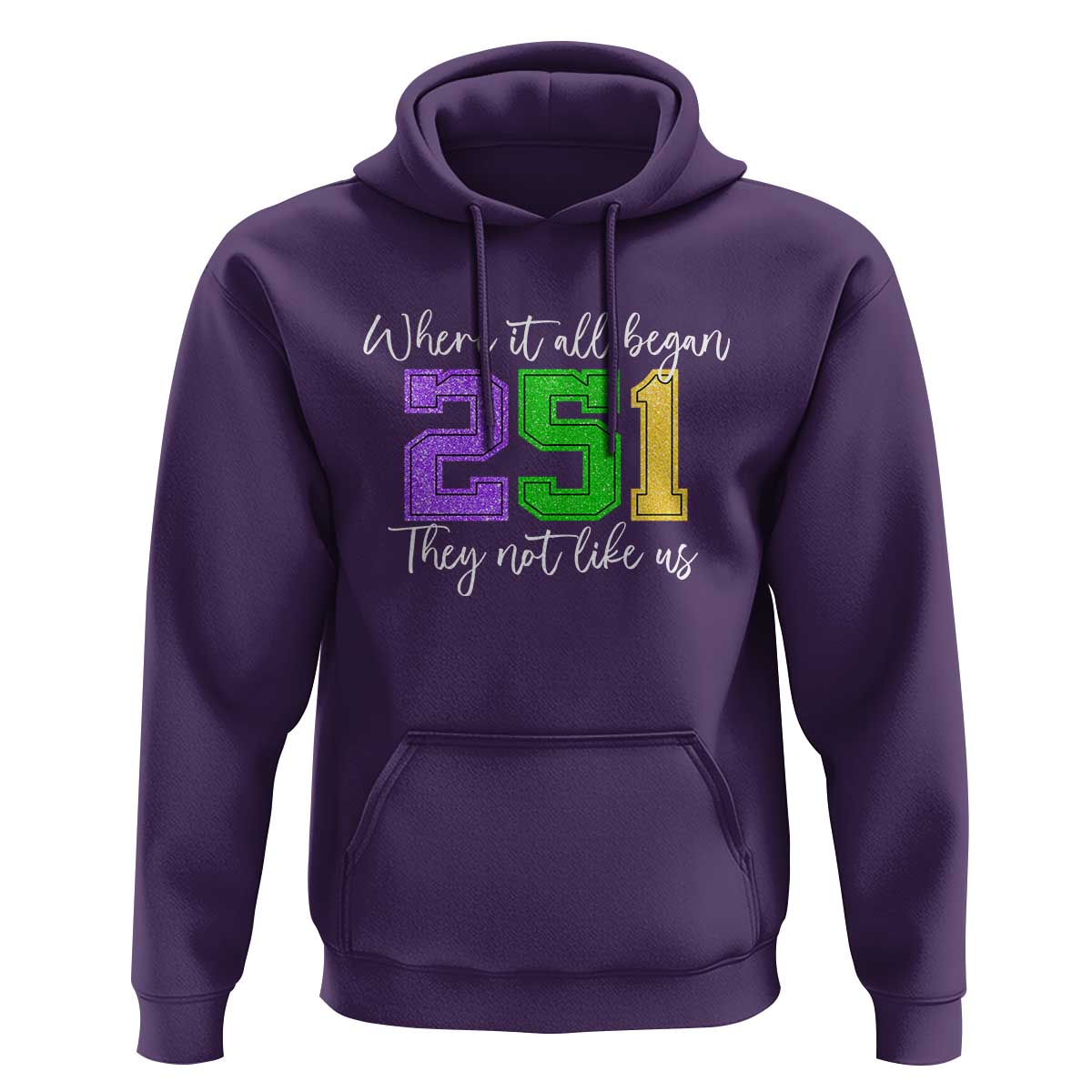 251 Mardi Gras Mobile Alabama Hoodie Where It All Began Fat Tuesday Carnival Glitter Print