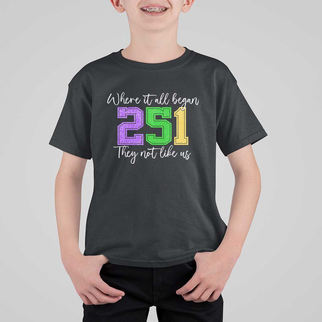 251 Mardi Gras Mobile Alabama T Shirt For Kid Where It All Began Fat Tuesday Carnival Glitter Print