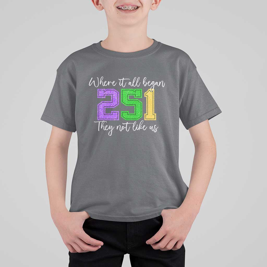 251 Mardi Gras Mobile Alabama T Shirt For Kid Where It All Began Fat Tuesday Carnival Glitter Print