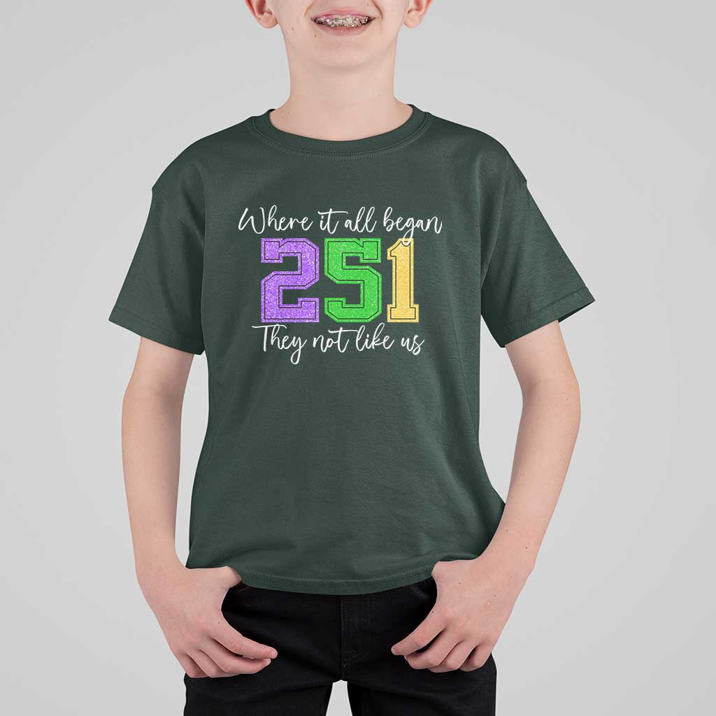 251 Mardi Gras Mobile Alabama T Shirt For Kid Where It All Began Fat Tuesday Carnival Glitter Print