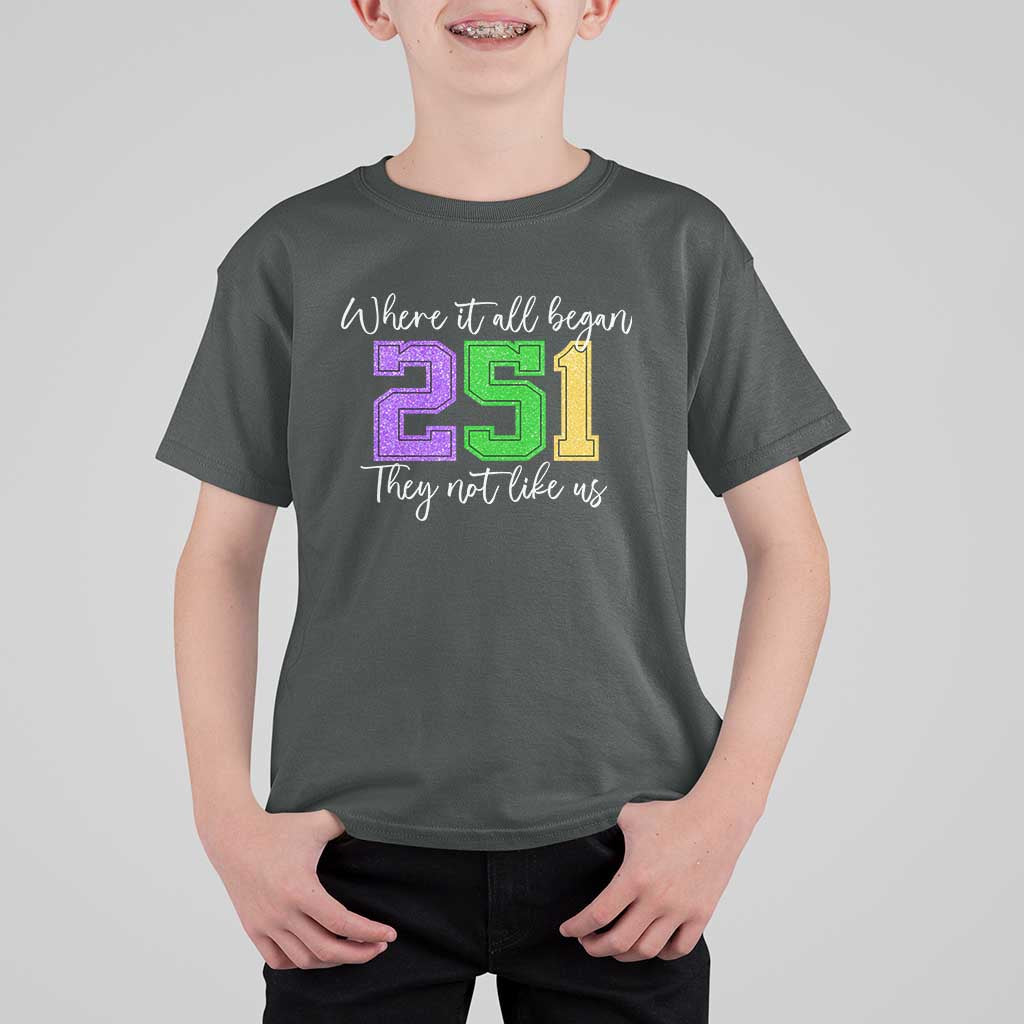 251 Mardi Gras Mobile Alabama T Shirt For Kid Where It All Began Fat Tuesday Carnival Glitter Print