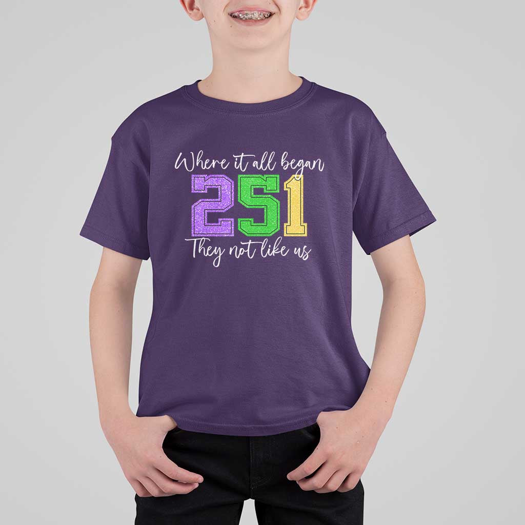251 Mardi Gras Mobile Alabama T Shirt For Kid Where It All Began Fat Tuesday Carnival Glitter Print