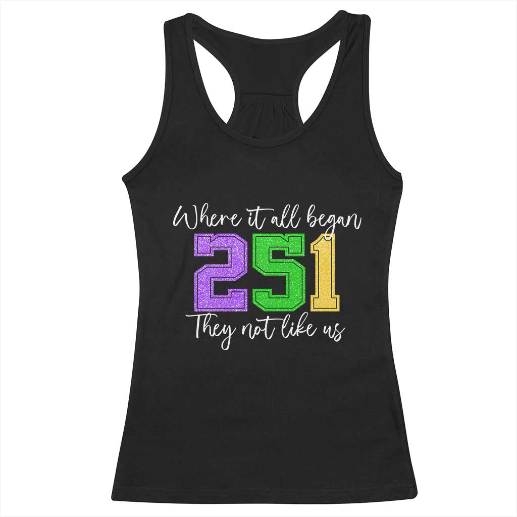 251 Mardi Gras Mobile Alabama Racerback Tank Top Where It All Began Fat Tuesday Carnival Glitter Print