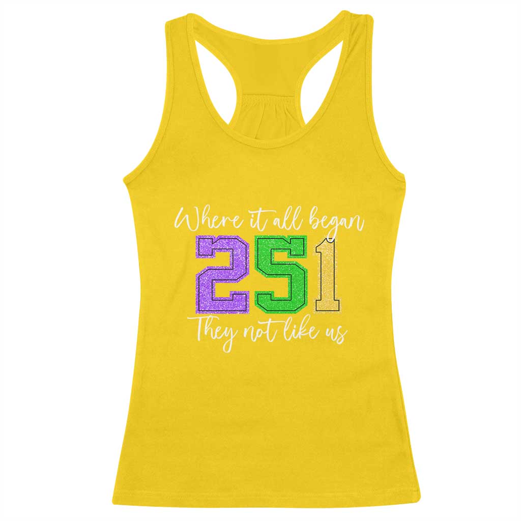 251 Mardi Gras Mobile Alabama Racerback Tank Top Where It All Began Fat Tuesday Carnival Glitter Print