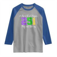 251 Mardi Gras Mobile Alabama Raglan Shirt Where It All Began Fat Tuesday Carnival Glitter Print