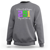 251 Mardi Gras Mobile Alabama Sweatshirt Where It All Began Fat Tuesday Carnival Glitter Print