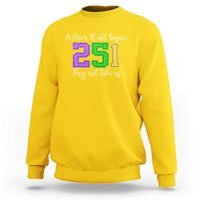 251 Mardi Gras Mobile Alabama Sweatshirt Where It All Began Fat Tuesday Carnival Glitter Print