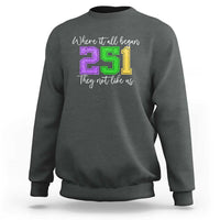 251 Mardi Gras Mobile Alabama Sweatshirt Where It All Began Fat Tuesday Carnival Glitter Print