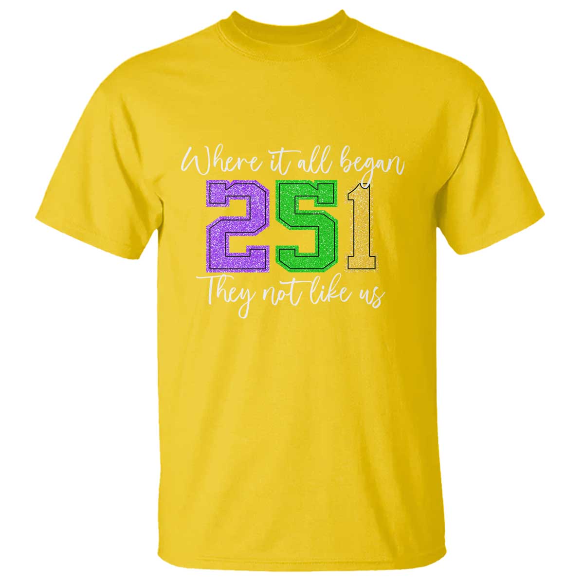 251 Mardi Gras Mobile Alabama T Shirt Where It All Began Fat Tuesday Carnival Glitter Print