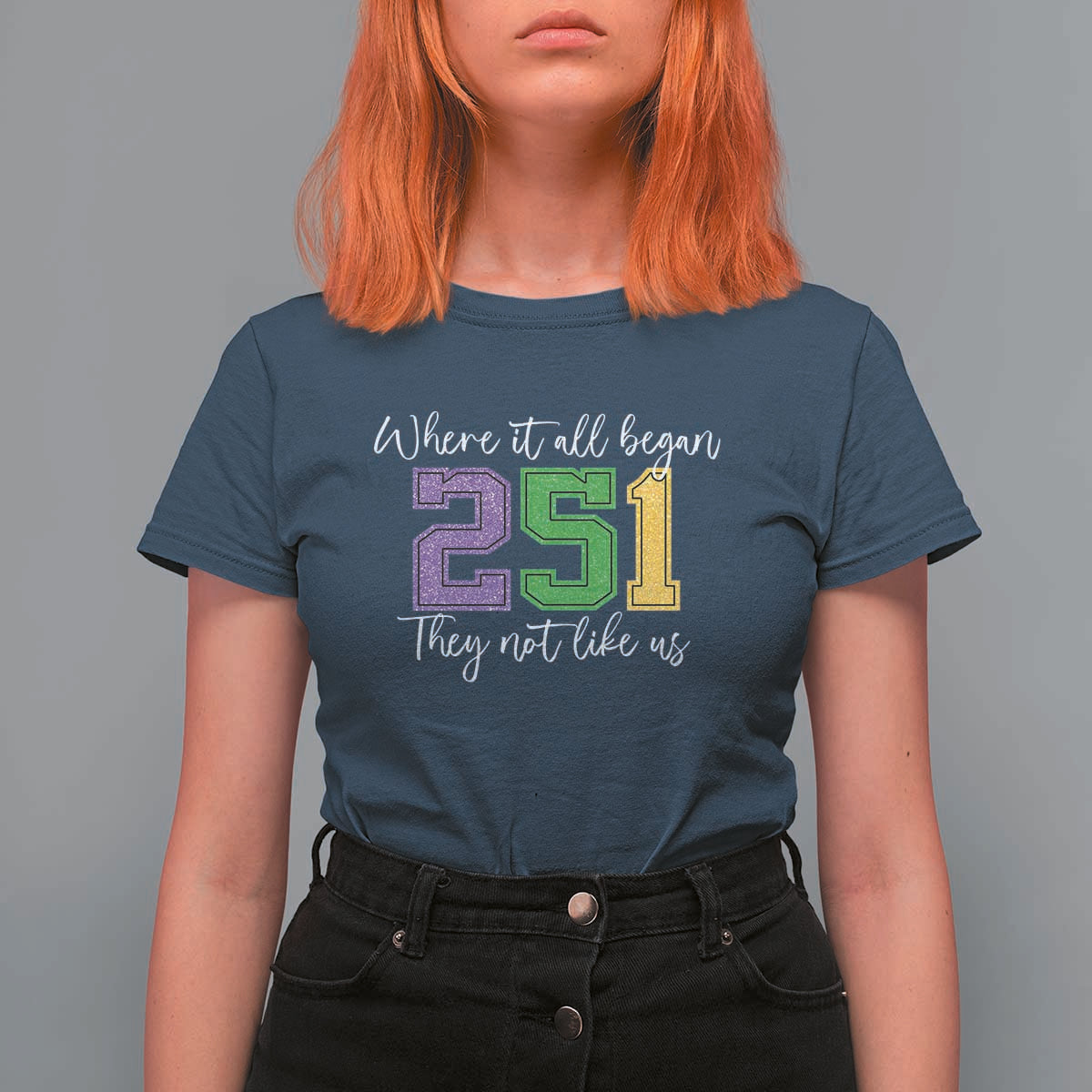 251 Mardi Gras Mobile Alabama T Shirt For Women Where It All Began Fat Tuesday Carnival Glitter Print
