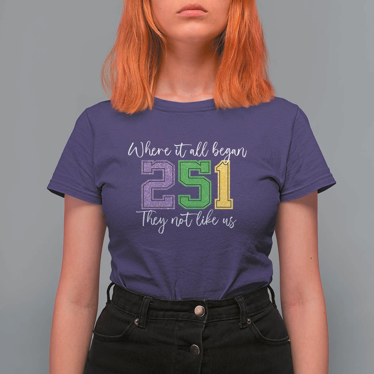 251 Mardi Gras Mobile Alabama T Shirt For Women Where It All Began Fat Tuesday Carnival Glitter Print