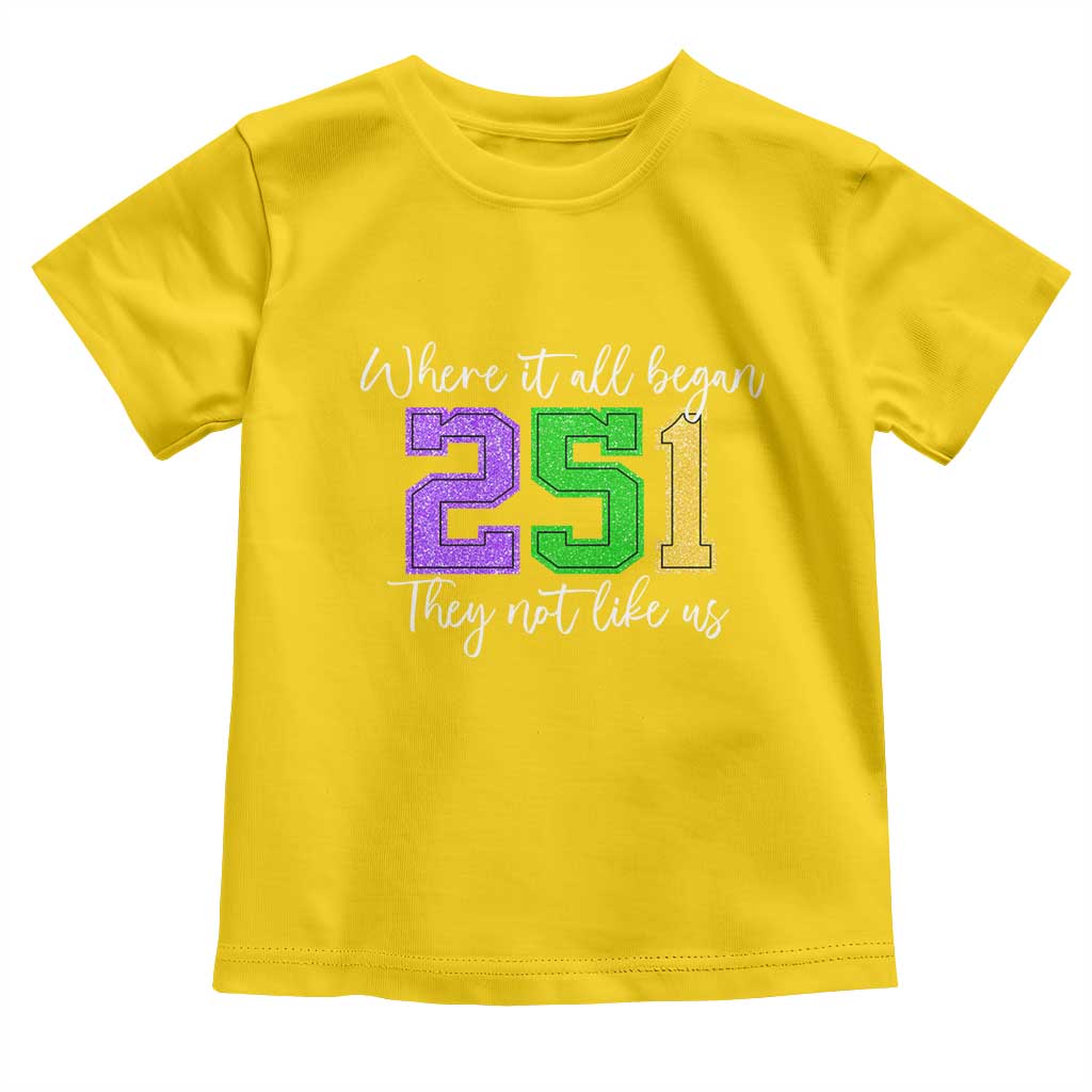 251 Mardi Gras Mobile Alabama Toddler T Shirt Where It All Began Fat Tuesday Carnival Glitter Print